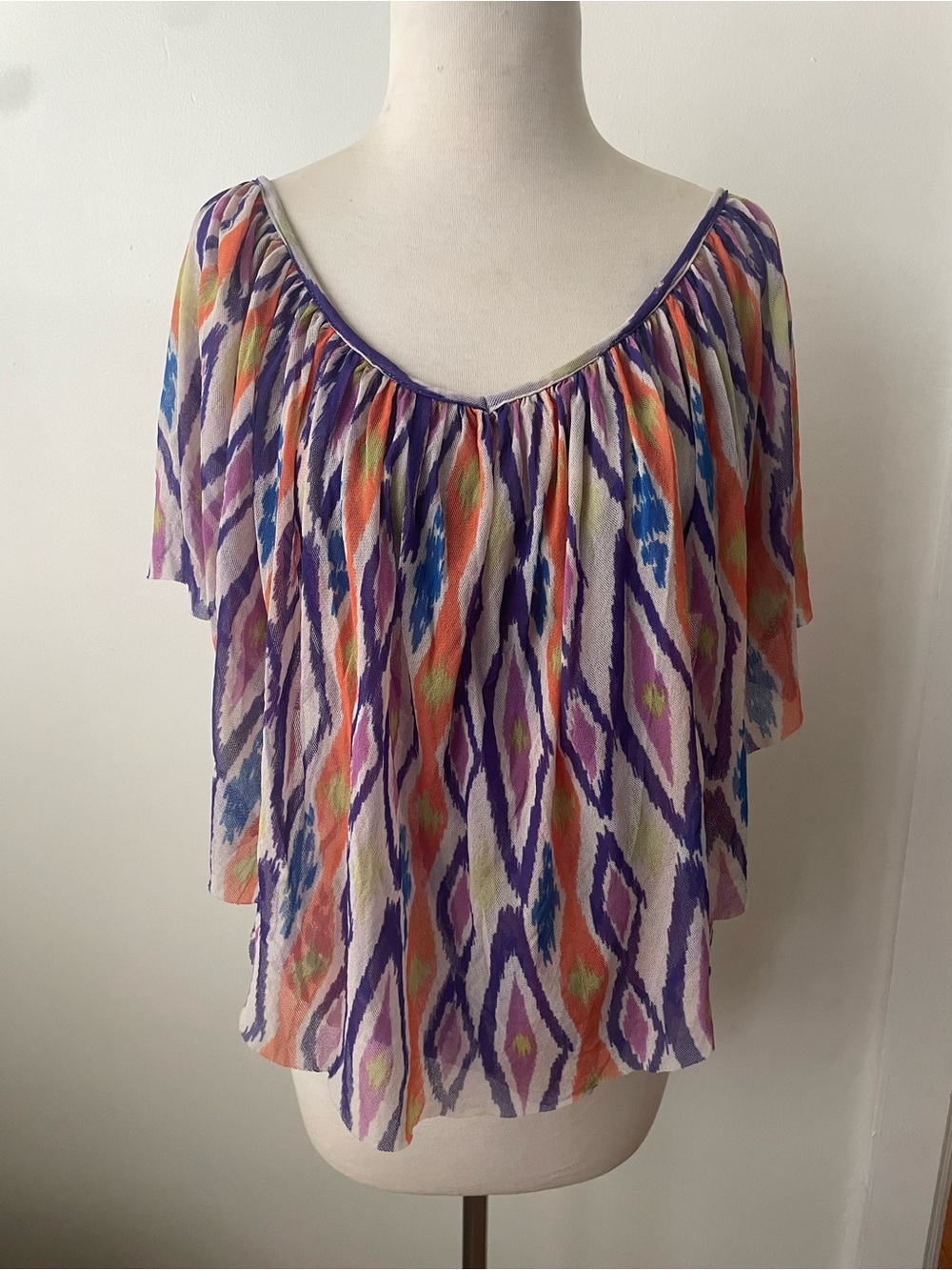 Multicolor Off-Shoulder Ikat Print Blouse